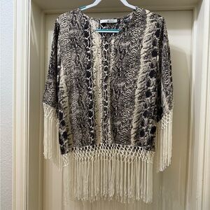 Chic Snake Print Top with Fringe - NWOT